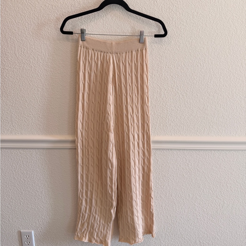 Anthropologie Little Lies Cream Cable Knit Pants